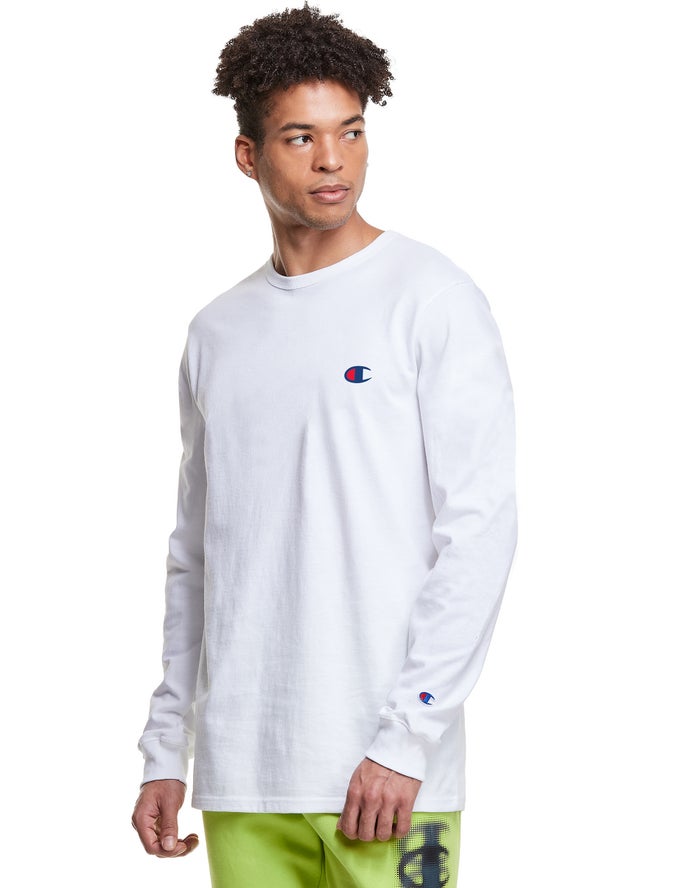 Camiseta Champion Hombre - Heritage Long-Sleeve Embroidered C Logo ( Blancas ) 4081537-QT